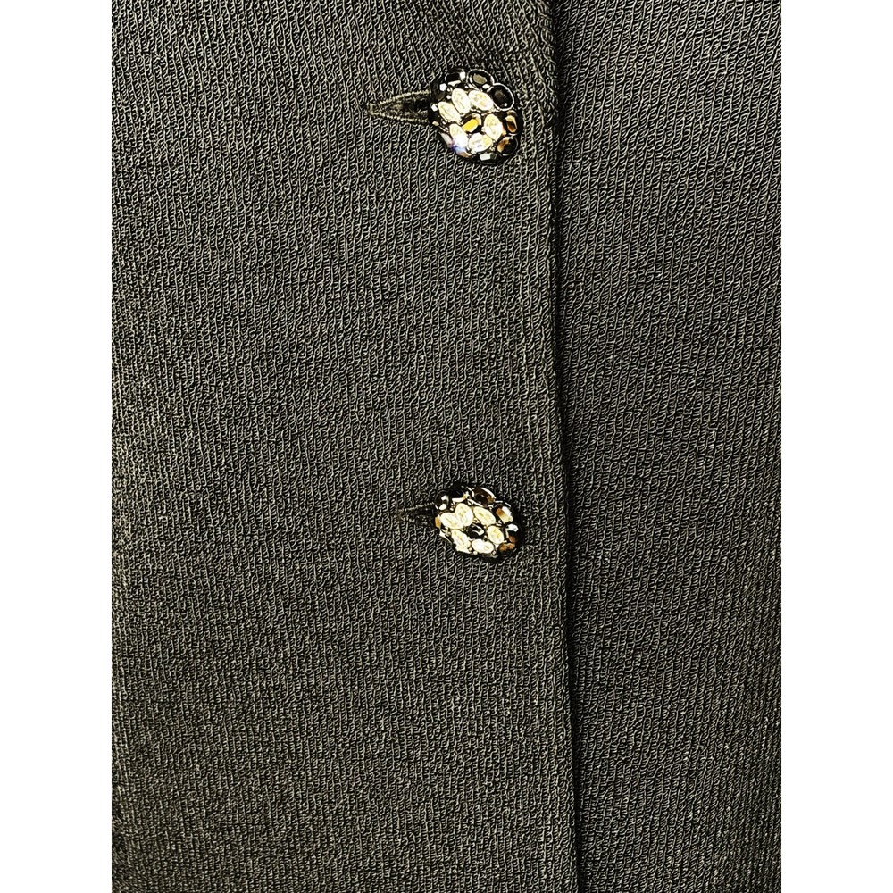 St John Evening Marie Gray Vintage Black Knit Blazer Jeweled Buttons Size 6 USA - Picture 8 of 10